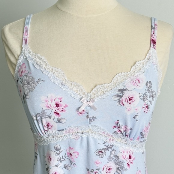 Laura Ashley Tops - Laura Ashley Babydoll Cami Top Lingerie Womens Coquette Pastel Feminine Floral L